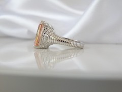 Vintage Sterling Silver 925 Large Champagne Gemstone Cable Ring Size 7