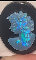 Vintage/Antique 20×15 Natural Solid Hand carved Australian Opal Cameo on Onyx