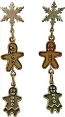 Susan Richardson vintage earrings dangle mixed metals gingerbread snowflakes
