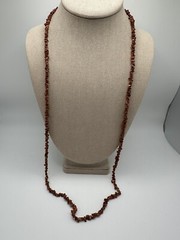 Beautiful Sparkly Orange Gold Stone Gemstone Necklace 34” Long No Clasp