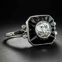 Art Deco Style Lab Created Diamond Fancy Party Wear Ring I14k White Gold Finish