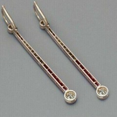 1.95Ct Art Deco Style Diamond & Ruby Engagement Wedding 14k Gold Finish Earrings