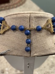 Vintage 50’s-60’s 3 Strand Plastic Blue Beaded Choker Necklace 16 1/2 Inch