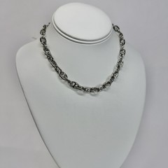 Elegant Mariner Link Chain Choker Silver Tone Vintage Necklace Jewelry N595