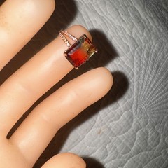 Antique Rose Gold Filled Ring Natural Watermelon Tourmaline Size 7 GORGEOUS