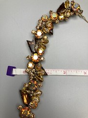 JULIANA D&E Book Piece Givre Cha Cha Dangle Arrow Rhinestone 5 Link Bracelet VTG