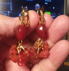 MaryBee 25mm Dangle Carnelian Gold Tone Clip On Earrings 05-01-2025