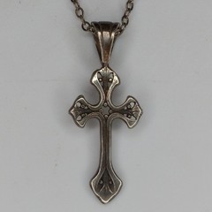 Vtg Jezlaine Sterling Silver Ornate Gothic Cross Pendant 1.5″ Necklace 20″ 5g