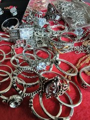 Estate Collection Silver Tone Jewelry Lot Rings Earrings mixed lot #10a (60 pcs)