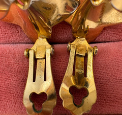 GOLD FILLED GERMANY SIGNED RETRO SET CLIP EARRINGS NECKLACE ENGLISH IVY LEAGUE