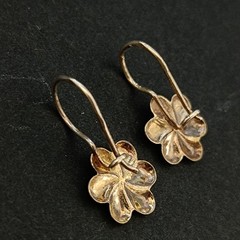 Vintage Soviet Gold Wash 875 Silver Earrings USSR Russian Floral Dangle Vermeil