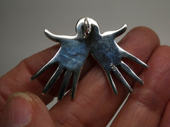 Vintage Mexico MAGIC HANDS Design Sterling Silver 925 Pendant