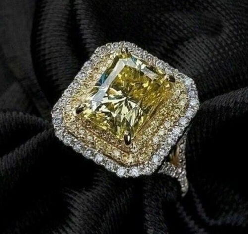Art Deco 3.90 Ct Canary Diamond Vintage Engagement Ring 925 Sterling Silver
