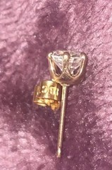 Four-prong Basket Design Vintage 18Ct 18k Yellow Gold Diamond Single Earring