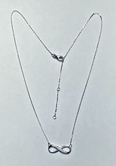 VTG Sterling Silver JC Signed CZ Infinity Necklace 16″/18″ NWT Gift Box