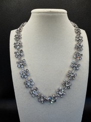 Vtg. Kramer Rhinestone Choker Floral Necklace Mid-Century Hollywood Regency