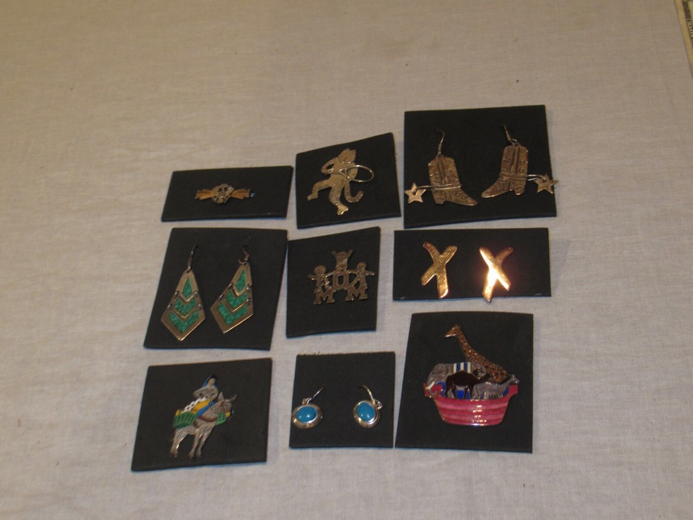 Sterling Silver Jewelry Lot Topazio Brooch Earrings Military Noah’s Ark + (521H
