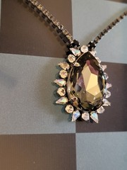 Vintage Sorrelli Smoky Gray Black Diamond Crystal Teardrop Necklace & Ring Set