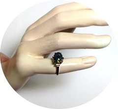 Lovely – Solid Black OPAL Ring – Vintage, 14k Yellow Gold Prong Setting – Mtg…
