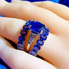 Original EARTH MINED SAPPHIRE Deco Band SOLID 14K GOLD Eternity Anniversary Ring