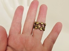 VTG Brutalist Modernist Brass Abstract Drippy Free Form Wide Band Ring 6 1/2