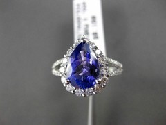 ESTATE 4.46CT DIAMOND & TANZANITE 18KT WHITE GOLD 3D PEAR HALO ENGAGEMENT RING
