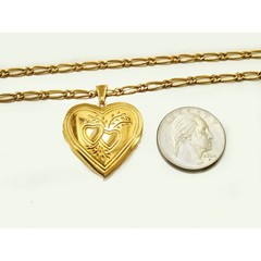 Heart Photo 30 x 25 mm Locket pendant 20 in Chain 1/20 -14K yellow Gold Filled