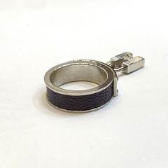 HERMES Kelly H Charm Scarf Ring Silver Brown 20mm