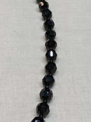 Vintage Black Glass Bead Necklace Classic Retro Gothic Emo Long ~24″