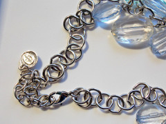 Vintage Clear & Teal Lucite Teardrop Statement Necklace By Graziano! Stunning!!!