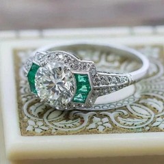 Art Deco Style 2 Ct Round Lab Created Diamond 925 Silver Ring Engagement/Wedding