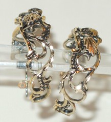 Vtg WM Co. Wheeler Western Two Tone Sterling Silver 12K Gold Hoop Earrings