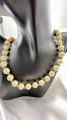 Vintage Crown TRIFARI Cream Color Beads W/ Trifarium Gold Tone Spacers Necklace