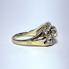 GG Certified 14K Gold .99ctw Old European Diamond .79ctw Accent Sz 7.5 Ring 5.4g