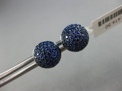 1.03CT DIAMOND & AAA SAPPHIRE 18KT WHITE GOLD 3D ROUND DOME SHAPE STUD EARRINGS