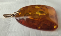 Vintage Natural Baltic Amber Pendant Chunky 14K 583 Gold Bail Made in USSR