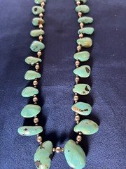Vintage Southwest Faux Turquoise Tribal Silvertone Statement Necklace 26 in Hook