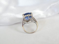 Vintage Sterling Silver 925 Large 10ct Natural Heated London Blue Topaz Ring 6