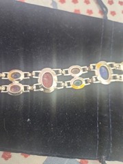 Vintage Gold Tone Scarab Double Links Bracelet