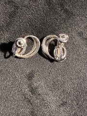 Vtg Sorrento Silver Cameo Scewback Earrings Mother Of Pearl Marked