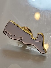 Vintage White Sperm Whale Pin Brooch Jewelry Cartoon Moby Dick N13