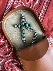 RRL Double RL Vintage Collection Sterling Silver Navajo Turquoise Cross Necklace