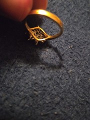 Vintage Gold Tone Emerald Green Marquise Cluster Bypass Statement Ring Size 8.75