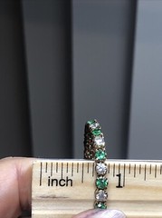 15. Vtg. Yellow 925 Sterling Green Emerald White CZ Tennis Bracelet 6 3/4″, 11g