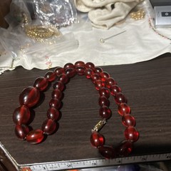 Vintage 110g Stunning Red Bakelite Necklace Cherry Juice Beads Tested Magnetic