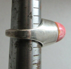 UNI D-A DAVID ANDERSEN Norway Sterling Silver Pink Thulite Statement Ring Sz 4.5