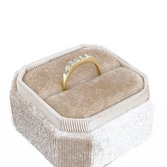 Art Deco 14K Gold White Topaz Pave Set Band Gold Ring, Size 7