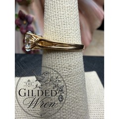 Vintage 14K Gold Aquamarine & Diamond Ring | Size 5.75 | Estate Fine Jewelry