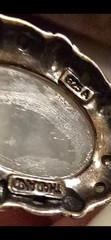 Vintage Sterling Silver & Marcasite Oval Pale Green Jade Intaglio Pendant