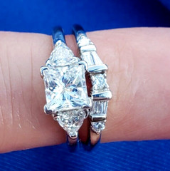 Original EARTH MINED DIAMOND Wedding Band Stack Design 14K WHITE GOLD Ring Guard